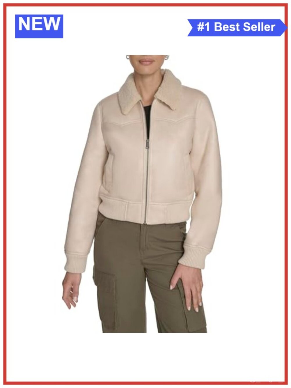 Faux Shearling Western Bomber Jacket Sherpa Lined Zip Front Coat